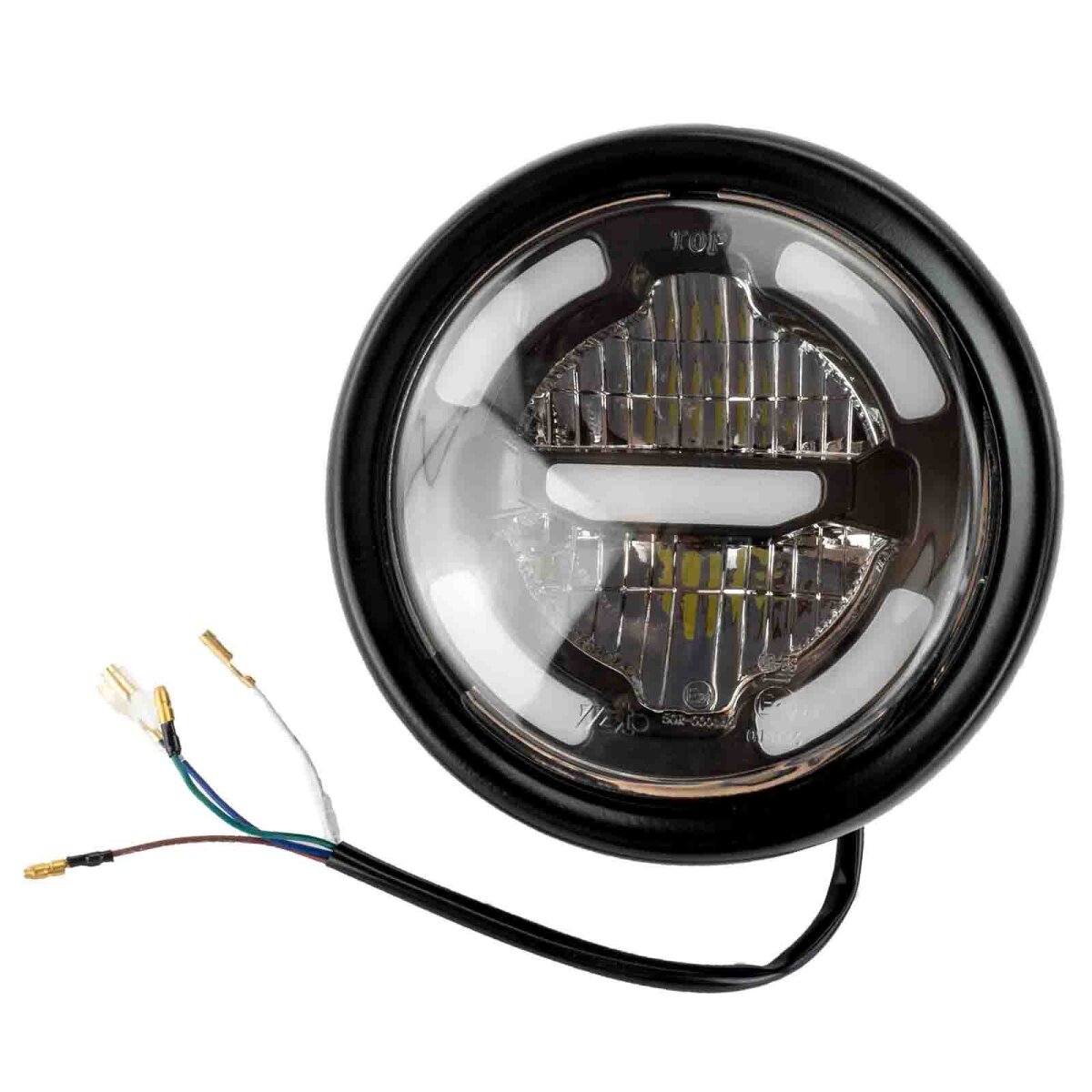 Optique Moto Full LED Noir pour phare rond 7 pouces -Type 2