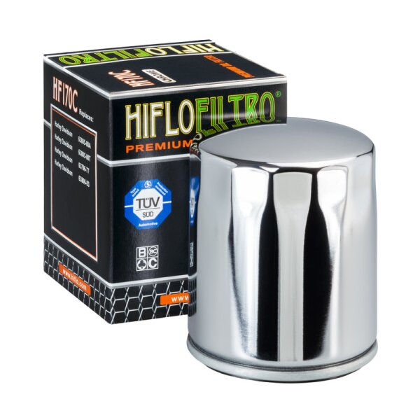 Filtre &agrave; Huile HIFLO HF170C chrome pour Harley Davidson Softail Heritage 1340 FLST 1986-1990